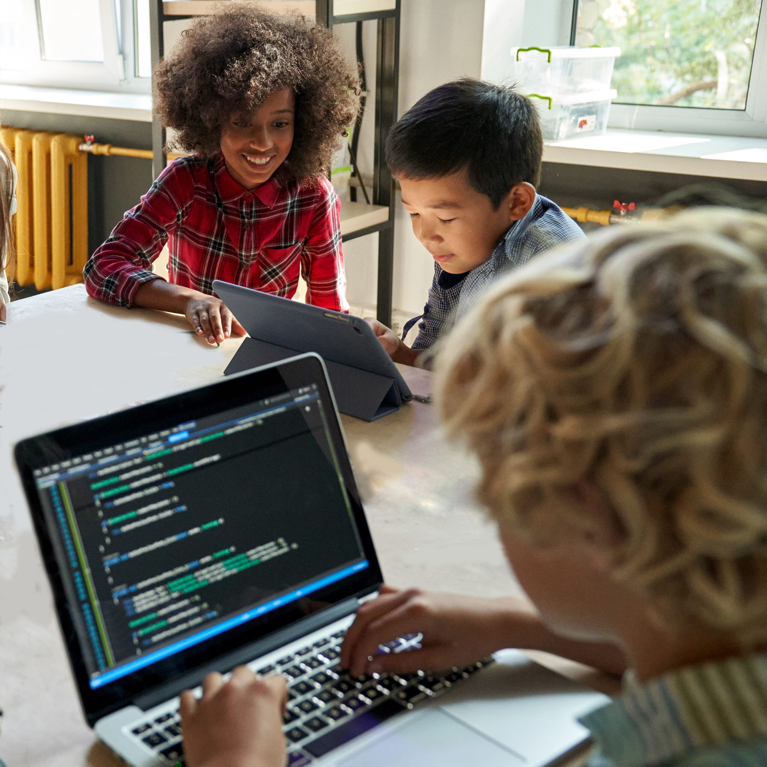 Children learning to code