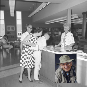 Old black and white photo of the library by Ernst Floater