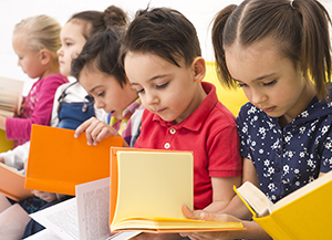 Kids reading books together