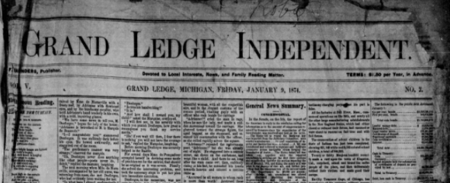 Jan, 9, 1874 newspaper front page