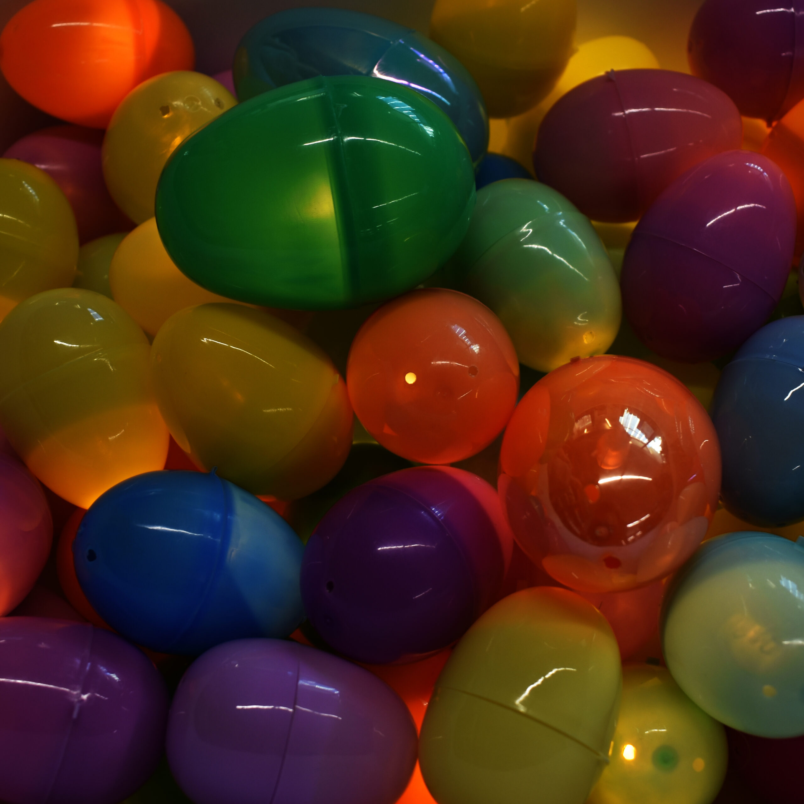 Glowing plastic eggs