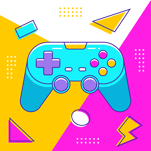 Game controller with colorful icons