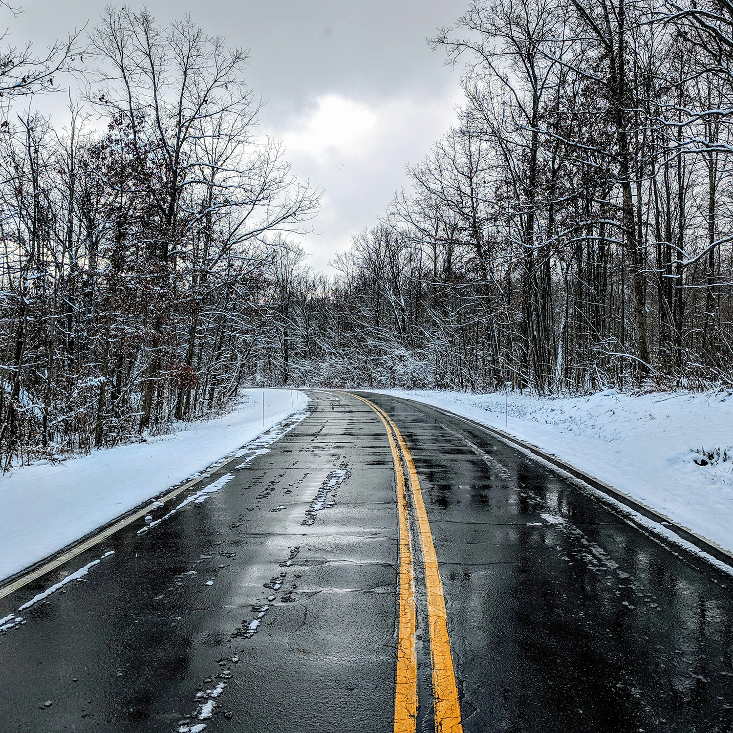 Icy road in the winter