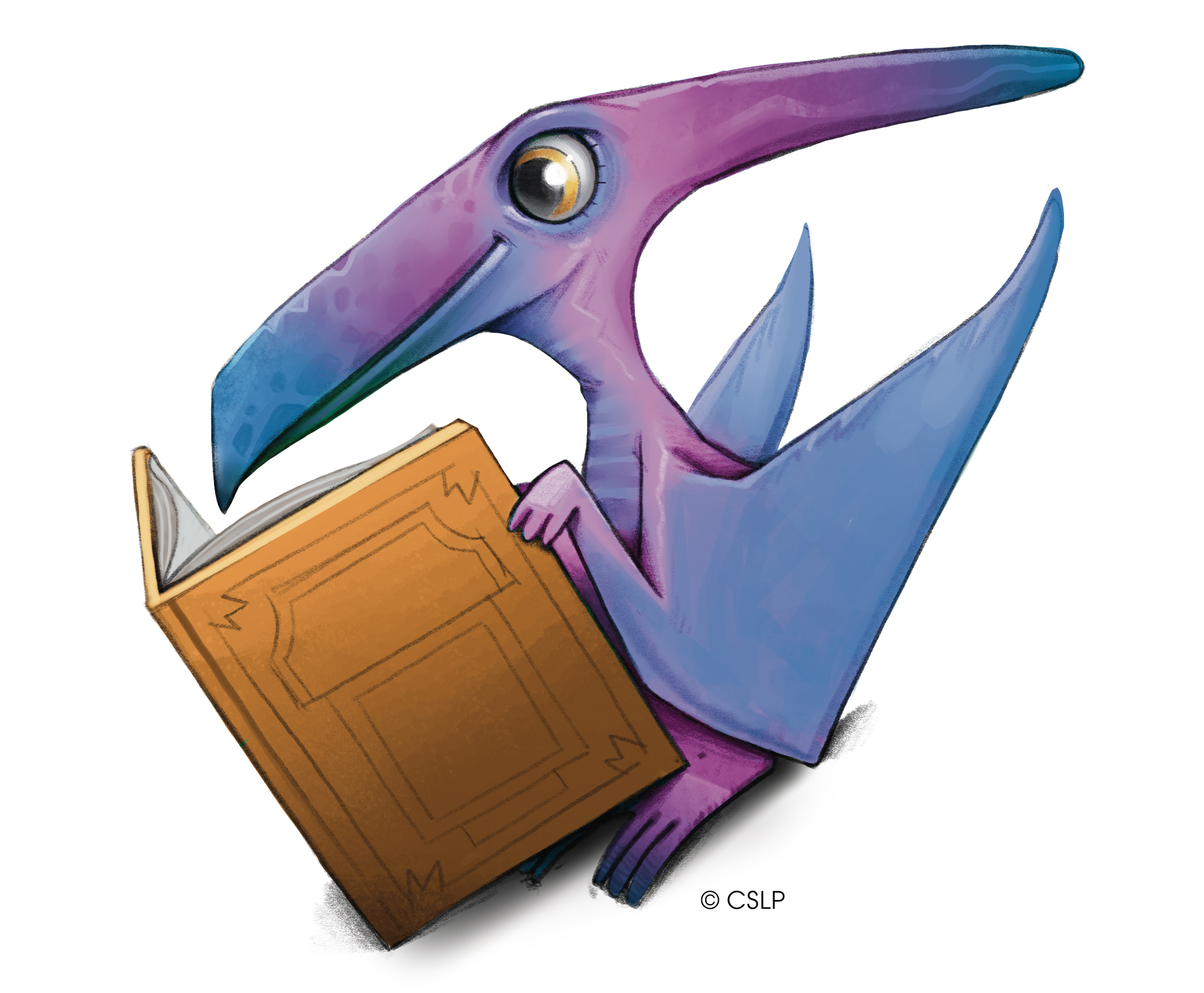 Pterodactyl reading a book