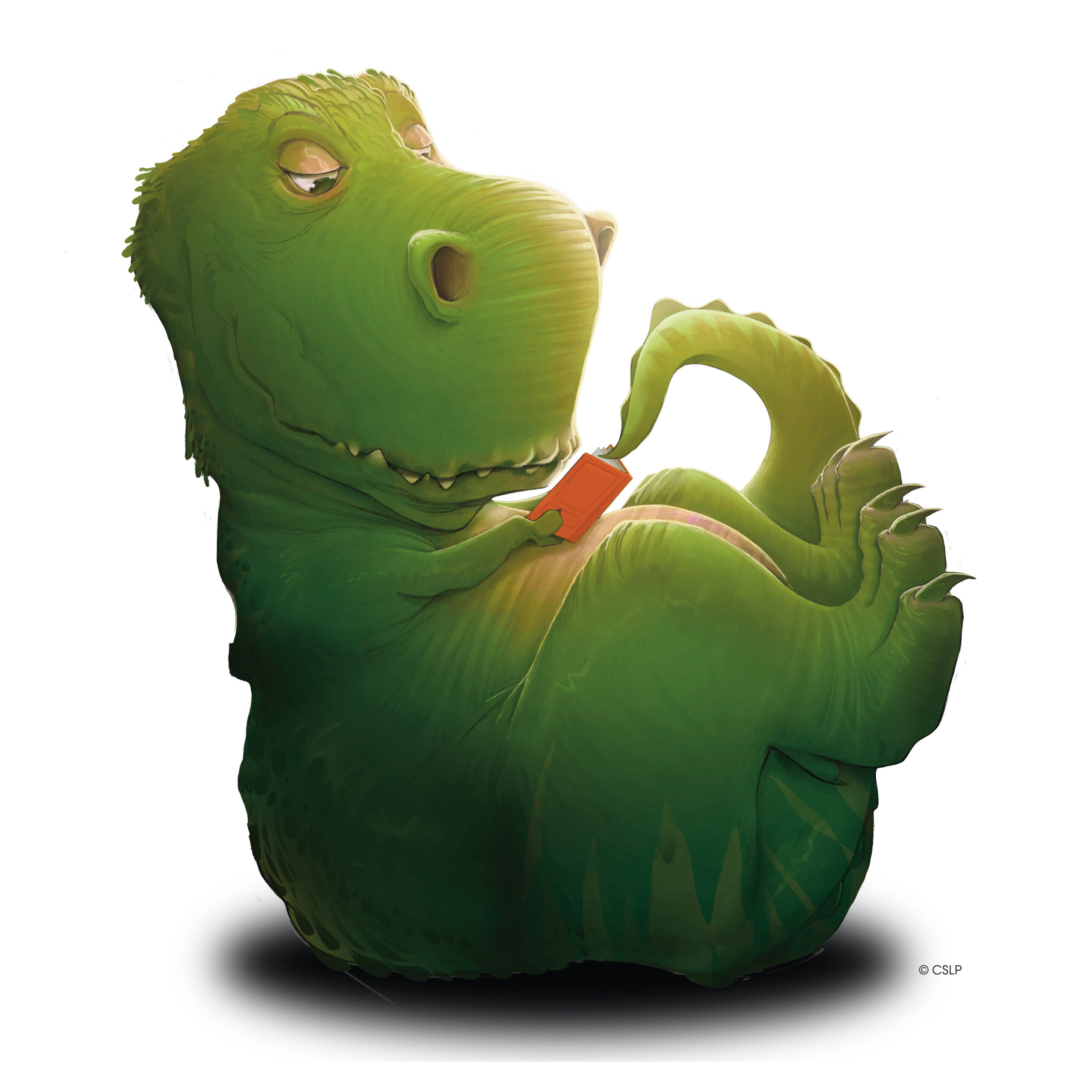T-Rex reading a book