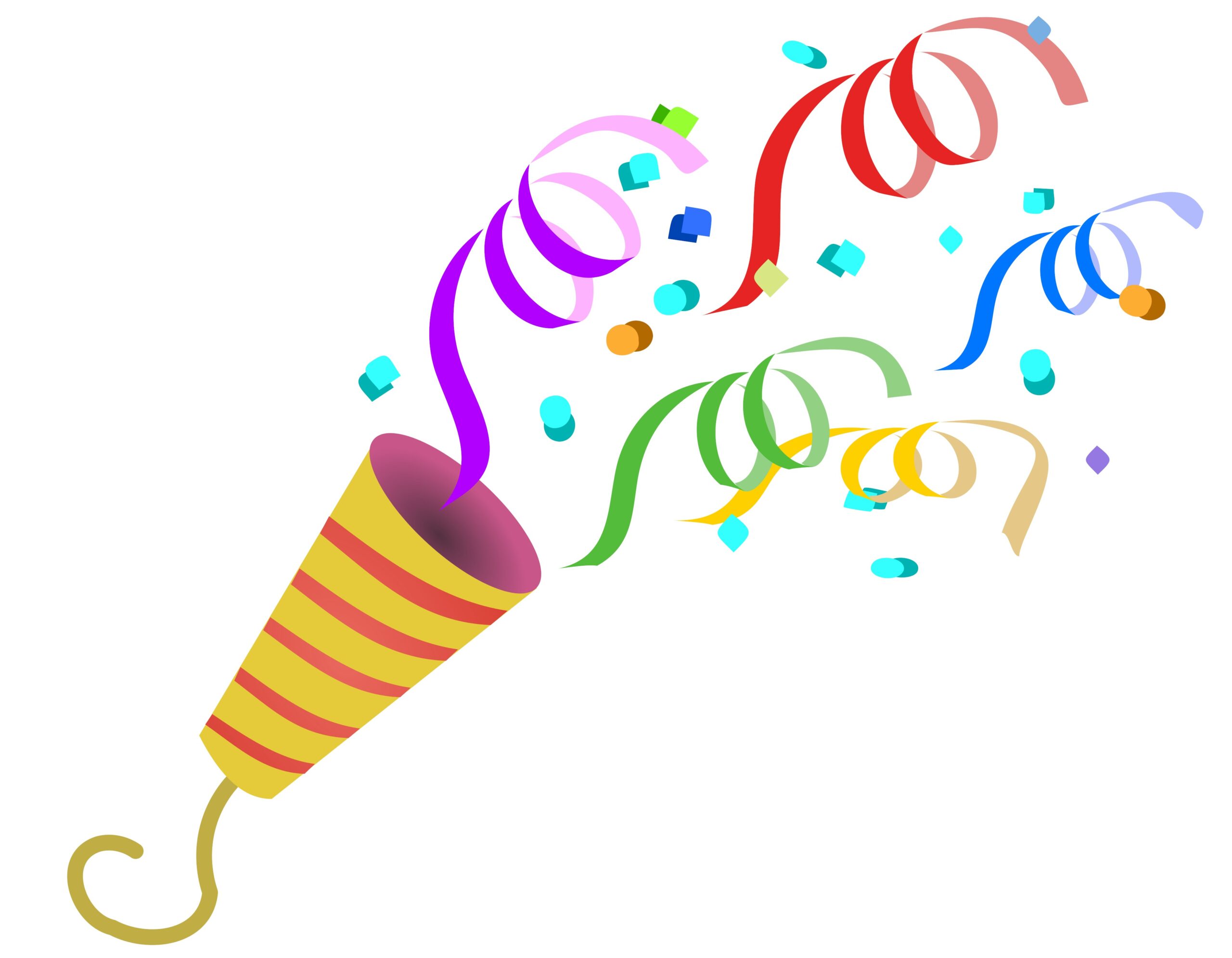party poppers with colorful confetti